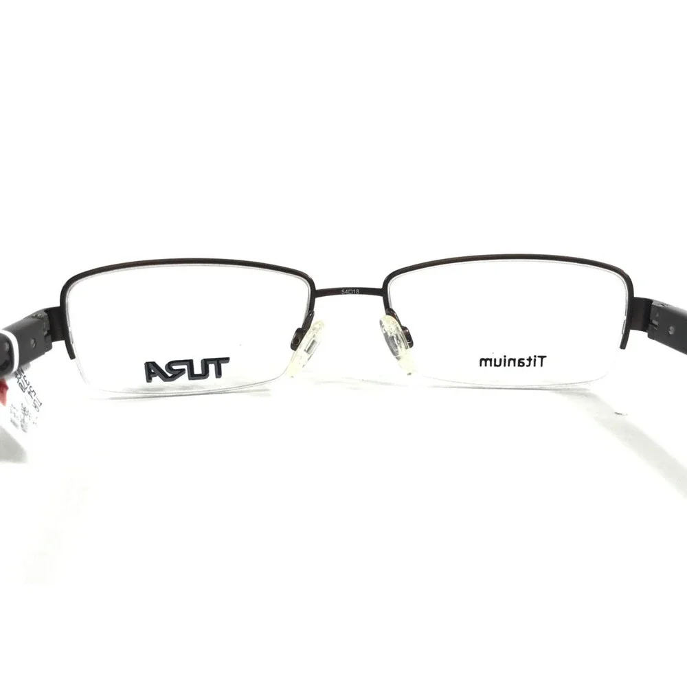 Tura Eyeglasses Frames T125 BRN Brown Rectangle Half Rim Titanium 54-18-140